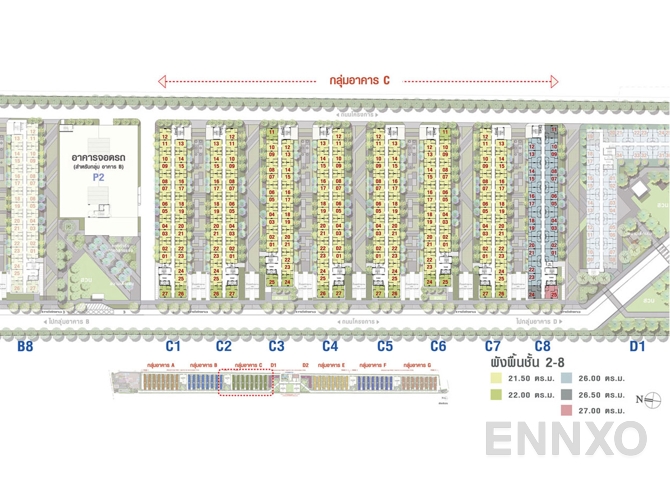 แปลนชั้น 2nd - 8th Floor ของโครงการ ลุมพินี ทาวน์ชิป รังสิต - คลอง 1