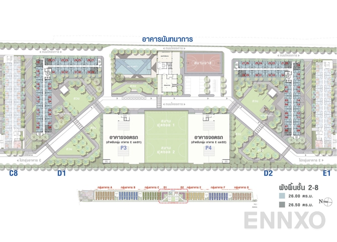 แปลนชั้น 2nd - 8th Floor ของโครงการ ลุมพินี ทาวน์ชิป รังสิต - คลอง 1