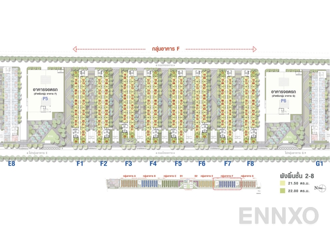 แปลนชั้น 2nd - 8th Floor ของโครงการ ลุมพินี ทาวน์ชิป รังสิต - คลอง 1