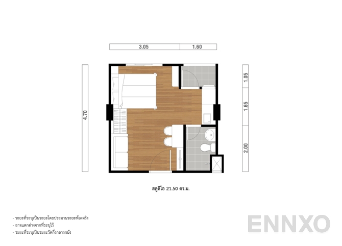 รูปแปลนห้อง 21.50 SQ.M. ของโครงการ ลุมพินี ทาวน์ชิป รังสิต - คลอง 1