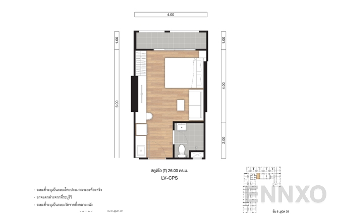 รูปแปลนห้อง 26.00 SQ.M. (Unit 39) ของโครงการ ลุมพินี วิลล์ แจ้งวัฒนะ - ปากเกร็ด สเตชั่น