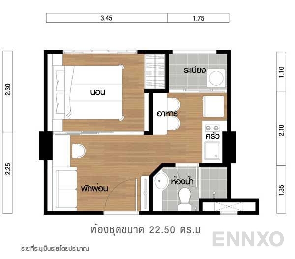รูปแปลนห้อง Studio ของโครงการ Lumpini Ville Sukhumvit 77 2