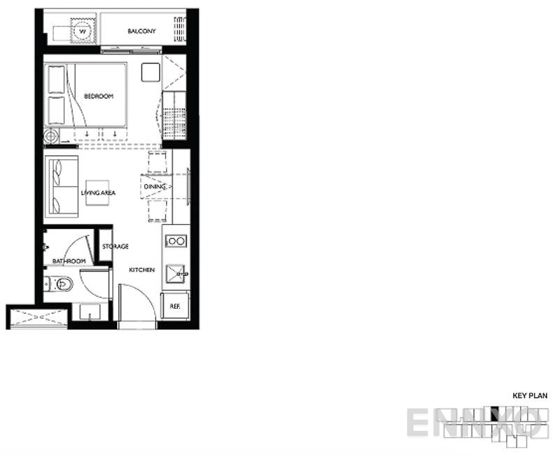 รูปแปลนห้อง 1 Bedroom Suite โครงการ เอ็ม จตุจักร
