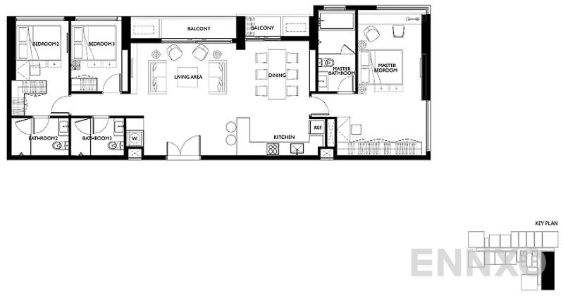 รูปแปลนห้อง 3 Bedroom ของโครงการ เอ็ม จตุจักร
