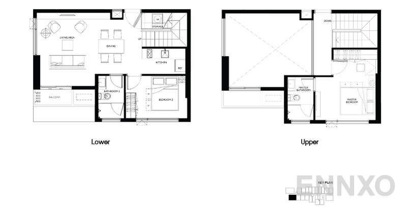 รูปแปลนห้อง 2 Bedroom Duplex  ของโครงการ เอ็ม จตุจักร
