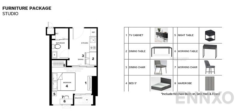 รูปแปลนห้อง Studio ของโครงการ เมทริส ดิสทริค ลาดพร้าว