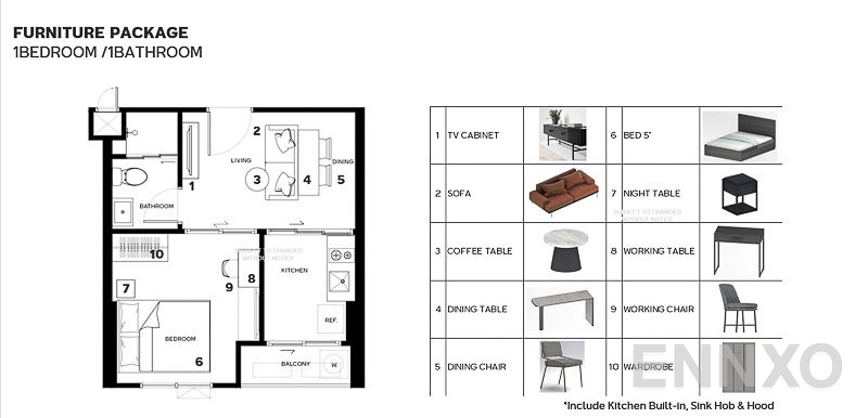 รูปแปลนห้อง 1 Bedroom ของโครงการ เมทริส ดิสทริค ลาดพร้าว