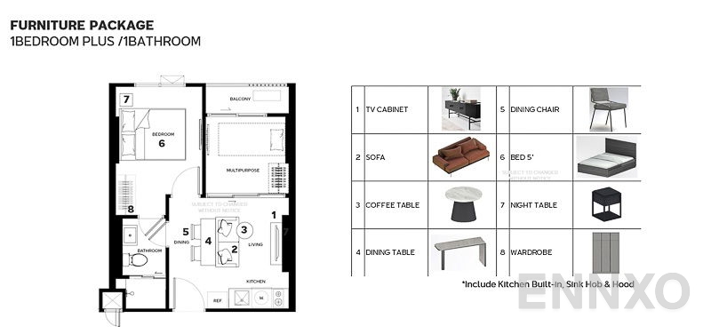 รูปแปลนห้อง 1 Bedroom Plus ของโครงการ เมทริส ดิสทริค ลาดพร้าว