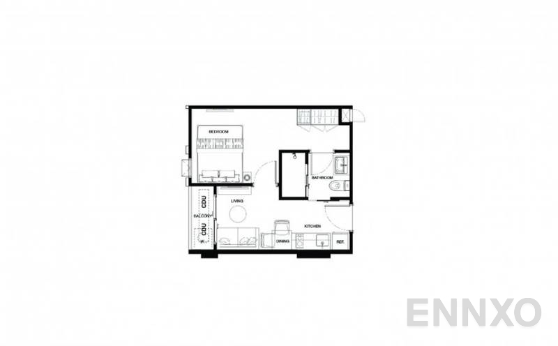 รูปแปลนห้อง 1 Bedroom ของโครงการ Metris Ladprao