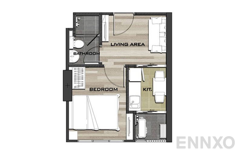 รูปแปลนห้อง 1 Bedroom โครงการ เมโทร สกาย ประชาชื่น