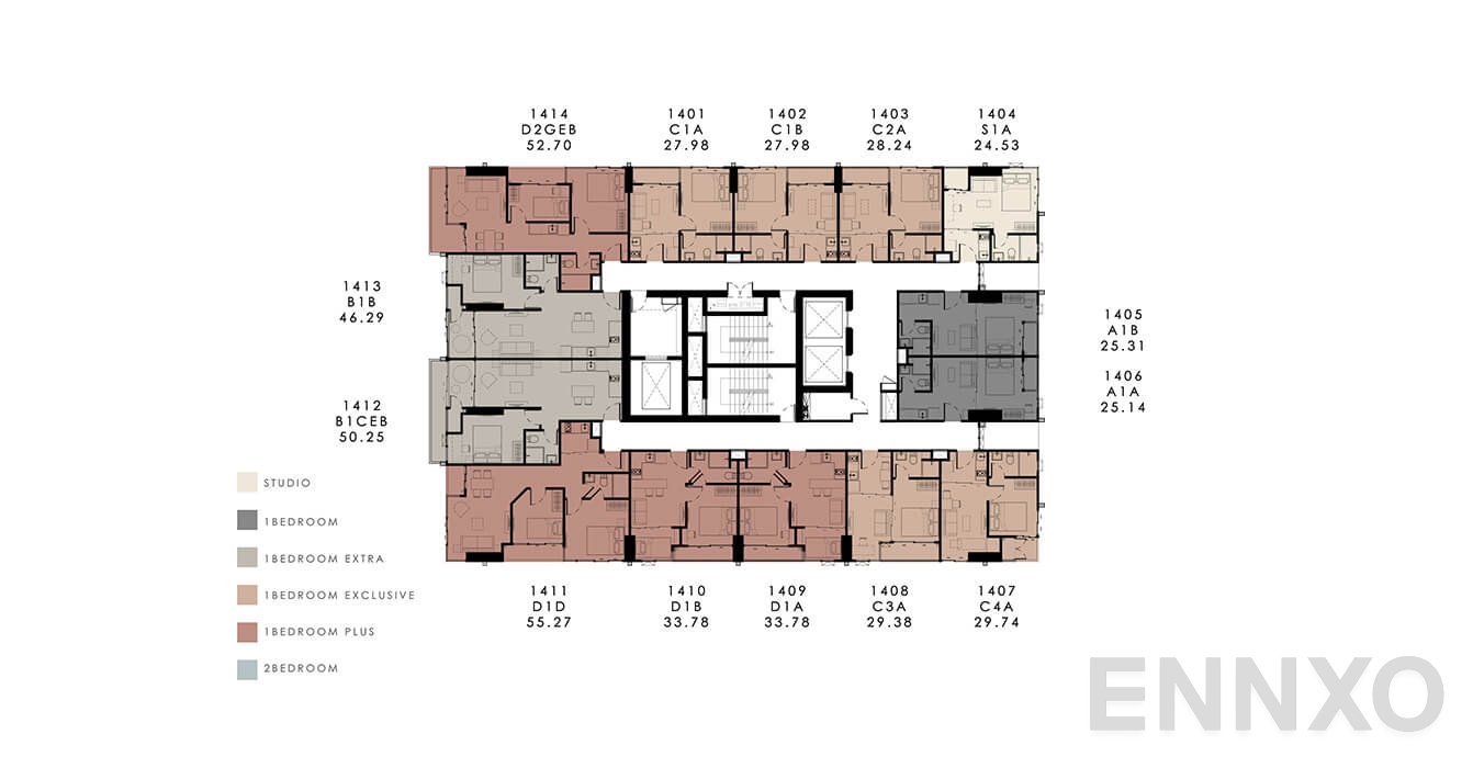 แปลนชั้น 14th Floor Plan ของโครงการ โมดิซ คอลเลคชั่น บางโพ