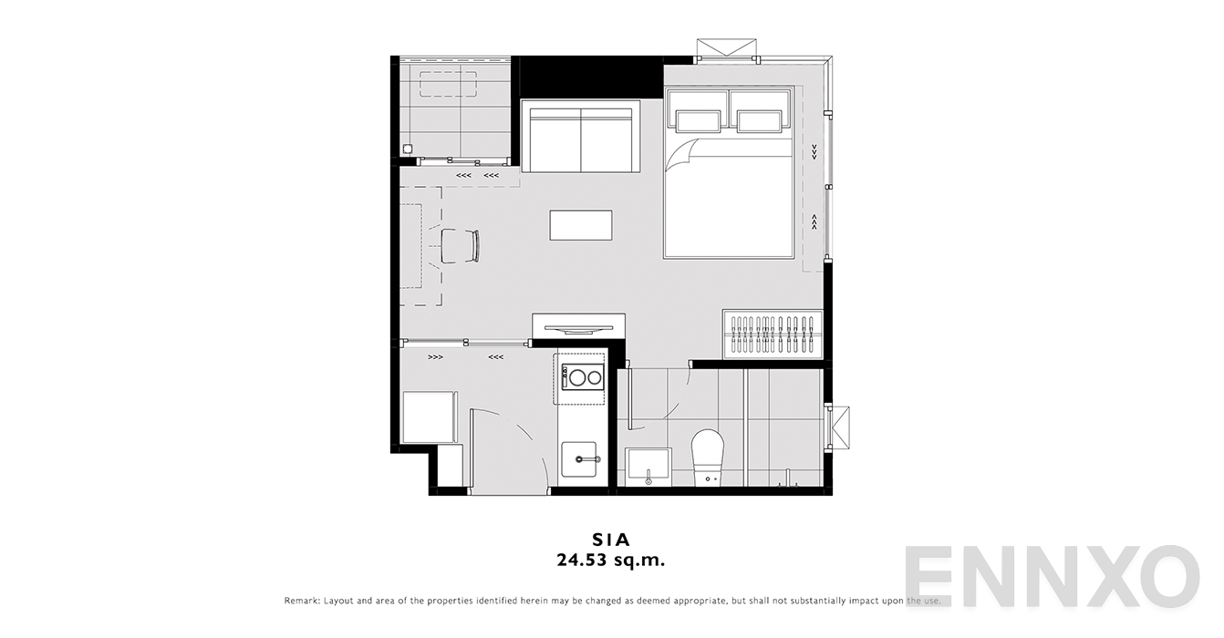 รูปแปลนห้อง S1A ของโครงการ โมดิซ คอลเลคชั่น บางโพ