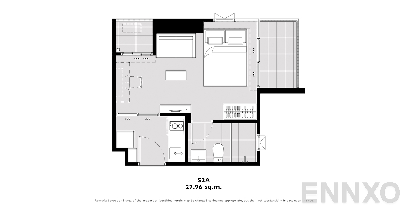 รูปแปลนห้อง S2A ของโครงการ โมดิซ คอลเลคชั่น บางโพ