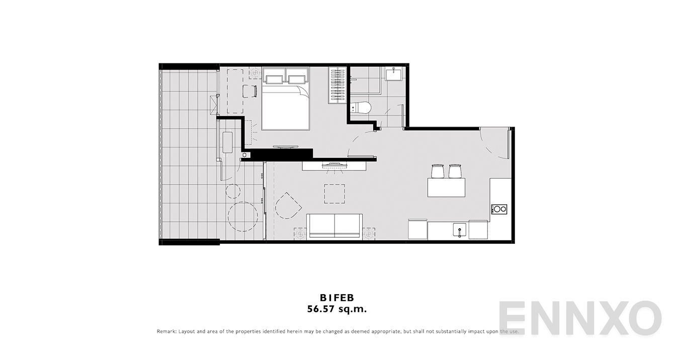 รูปแปลนห้อง B1FEB ของโครงการ โมดิซ คอลเลคชั่น บางโพ