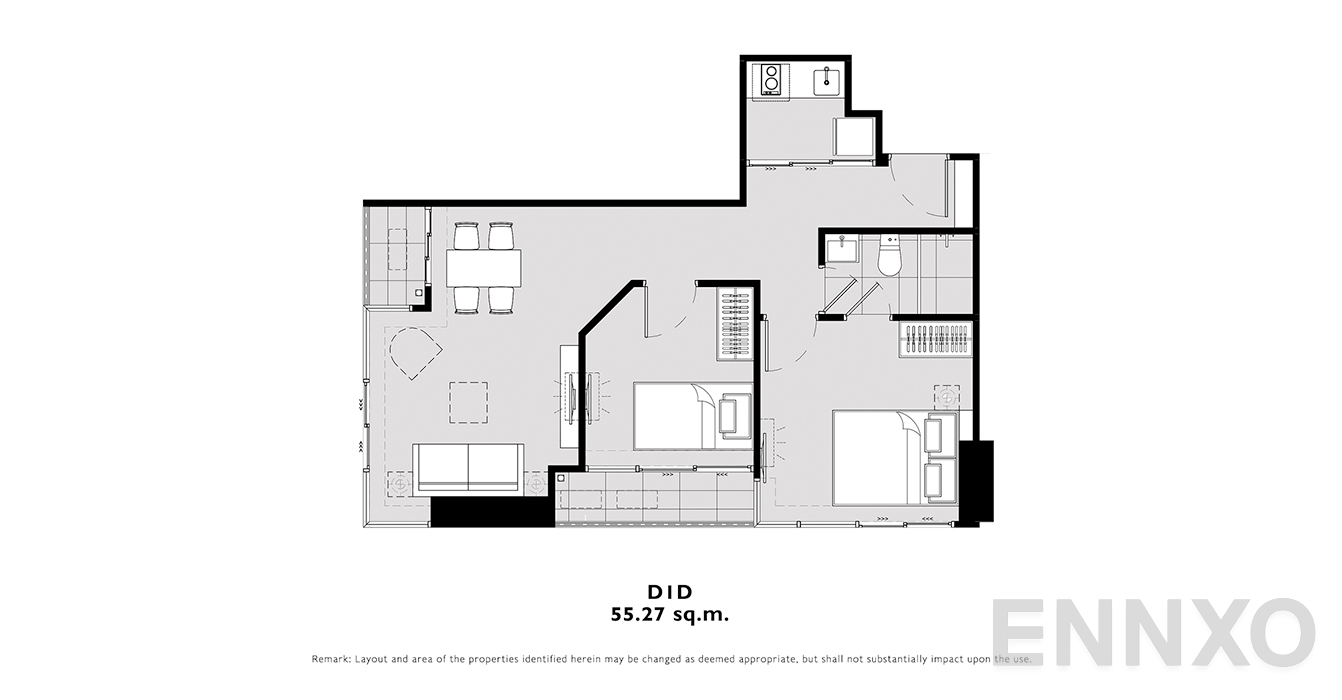 รูปแปลนห้อง D1D ของโครงการ โมดิซ คอลเลคชั่น บางโพ