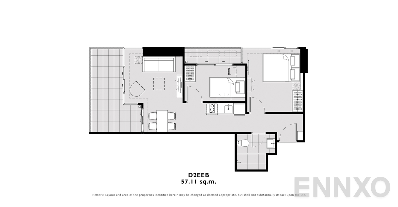 รูปแปลนห้อง D2EEB ของโครงการ โมดิซ คอลเลคชั่น บางโพ