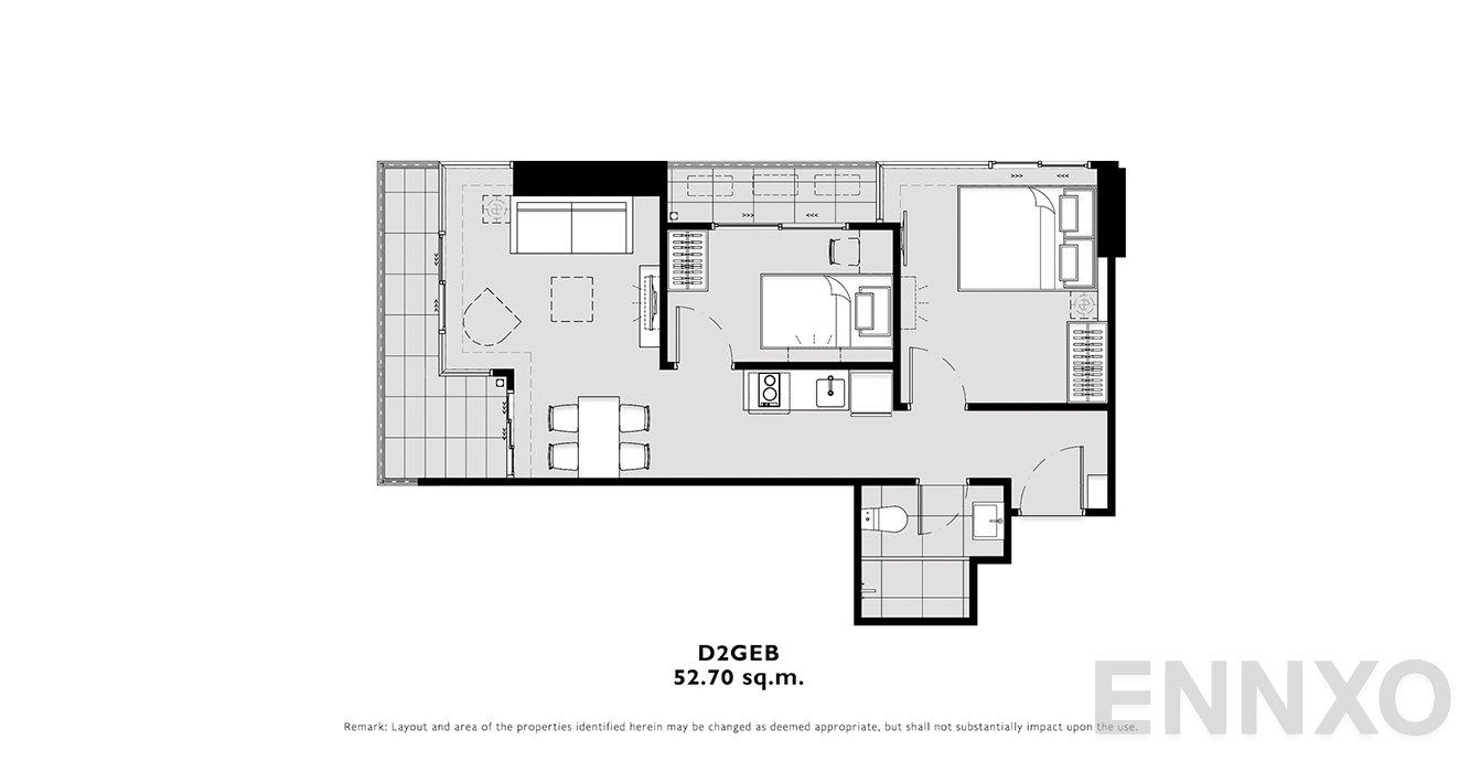 รูปแปลนห้อง D2GEB ของโครงการ โมดิซ คอลเลคชั่น บางโพ