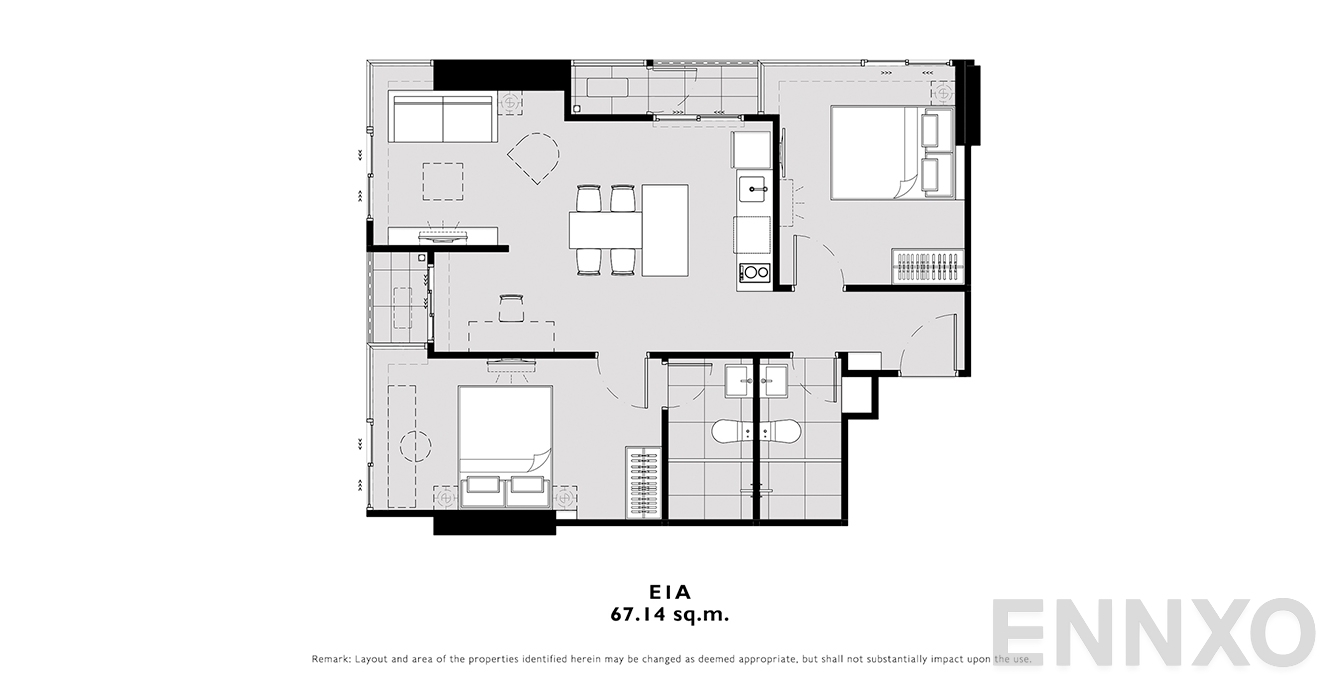 รูปแปลนห้อง E1A ของโครงการ โมดิซ คอลเลคชั่น บางโพ