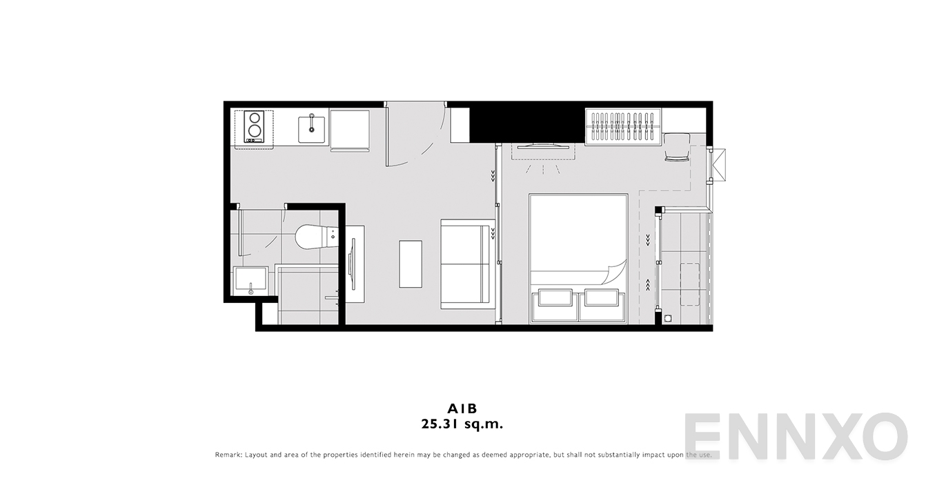 รูปแปลนห้อง A1B ของโครงการ โมดิซ คอลเลคชั่น บางโพ