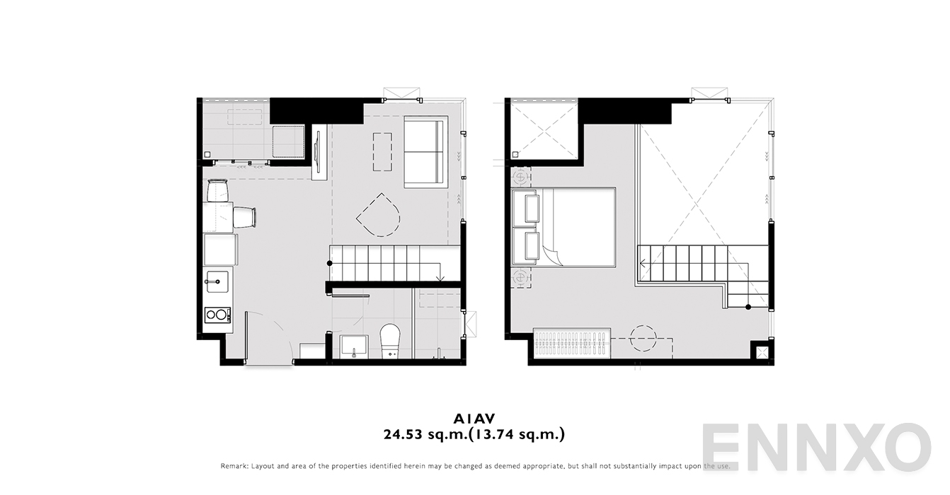 รูปแปลนห้อง A1AV ของโครงการ โมดิซ คอลเลคชั่น บางโพ