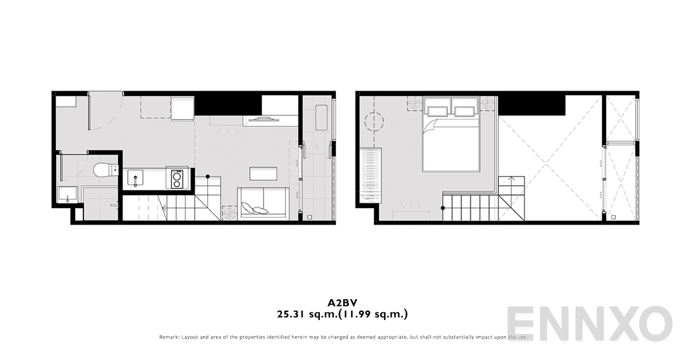 รูปแปลนห้อง A2BV ของโครงการ โมดิซ คอลเลคชั่น บางโพ