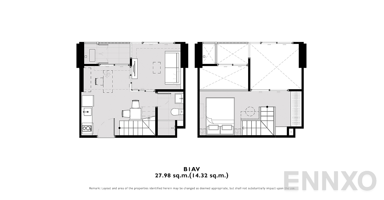 รูปแปลนห้อง B1AV ของโครงการ โมดิซ คอลเลคชั่น บางโพ