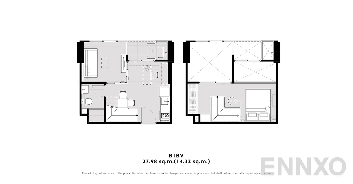 รูปแปลนห้อง B1BV ของโครงการ โมดิซ คอลเลคชั่น บางโพ