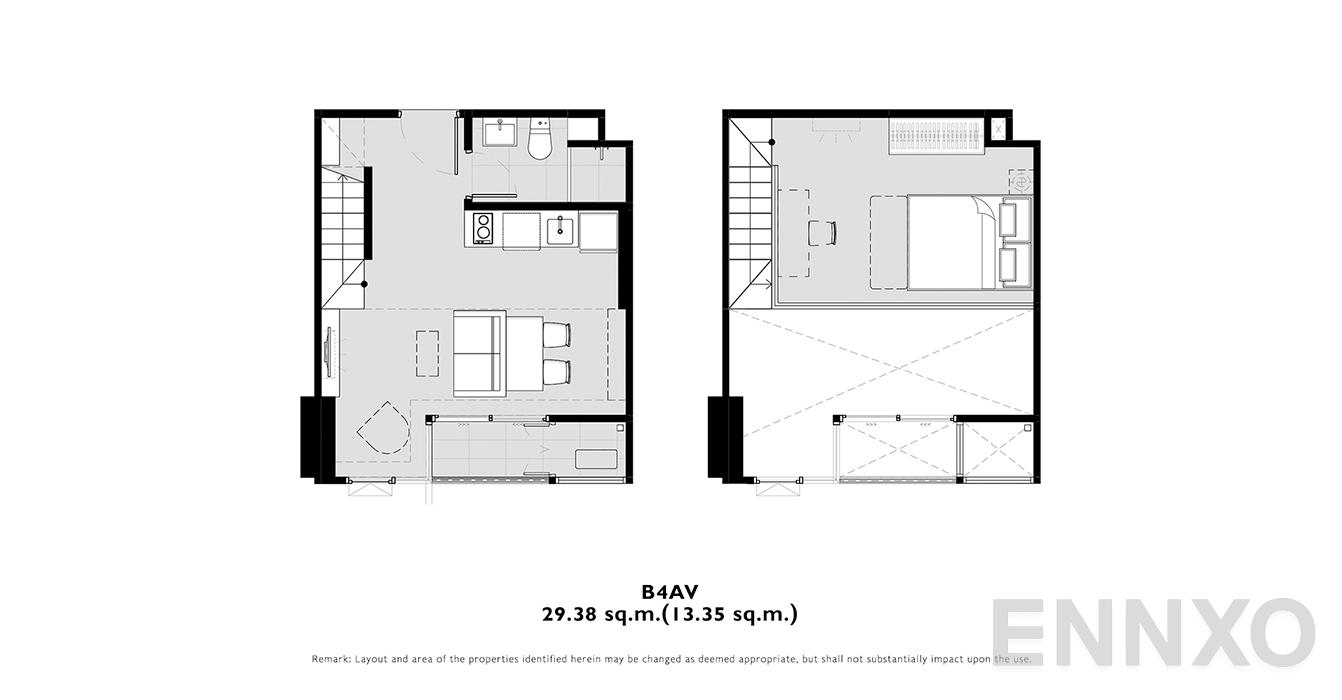 รูปแปลนห้อง B3AV ของโครงการ โมดิซ คอลเลคชั่น บางโพ