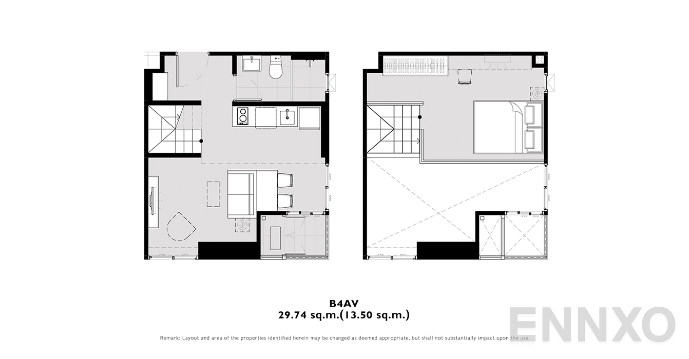 รูปแปลนห้อง B4AV ของโครงการ โมดิซ คอลเลคชั่น บางโพ