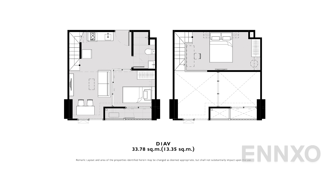 รูปแปลนห้อง D1AV ของโครงการ โมดิซ คอลเลคชั่น บางโพ