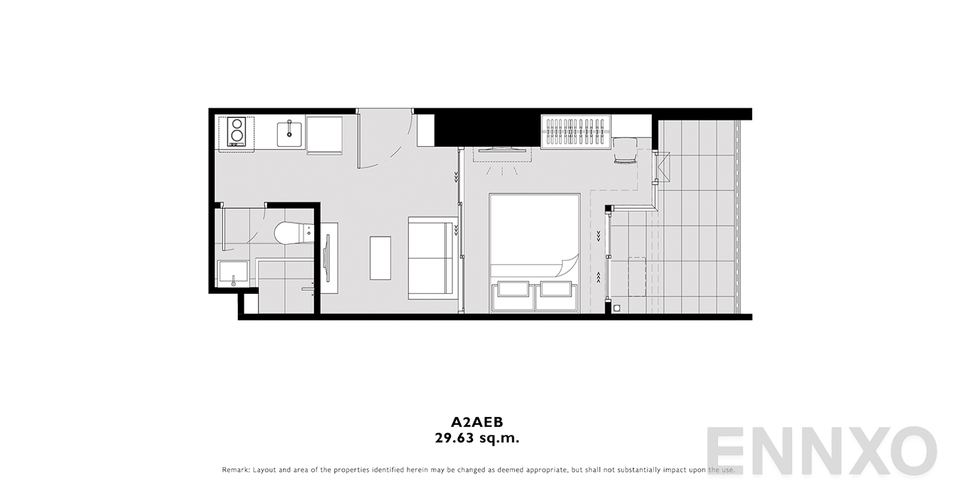 รูปแปลนห้อง A2AEB ของโครงการ โมดิซ คอลเลคชั่น บางโพ