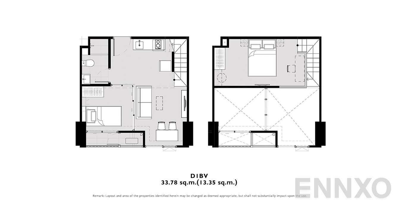 รูปแปลนห้อง D1BV ของโครงการ โมดิซ คอลเลคชั่น บางโพ