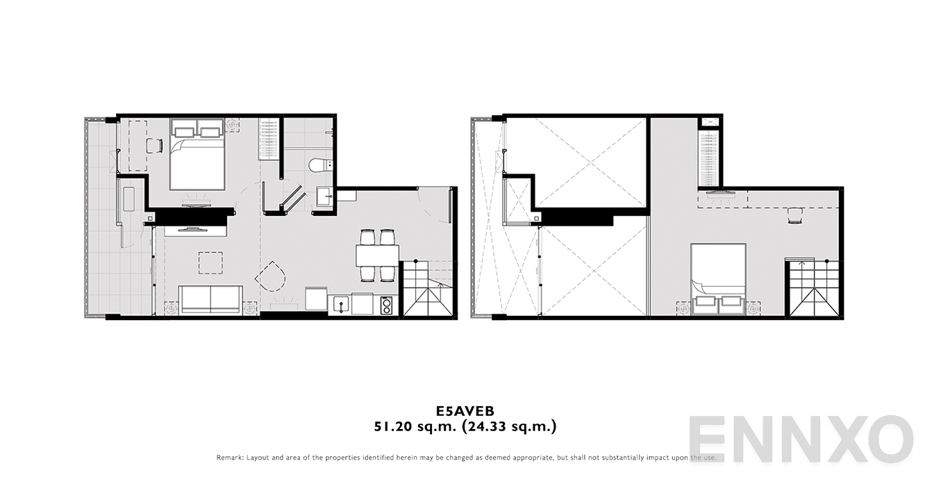 รูปแปลนห้อง E5AVEB ของโครงการ โมดิซ คอลเลคชั่น บางโพ