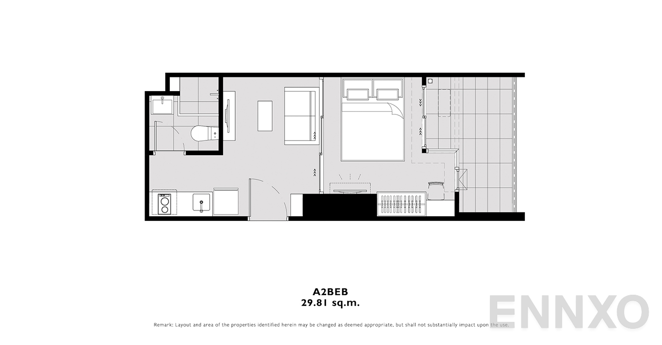 รูปแปลนห้อง A2BEB ของโครงการ โมดิซ คอลเลคชั่น บางโพ