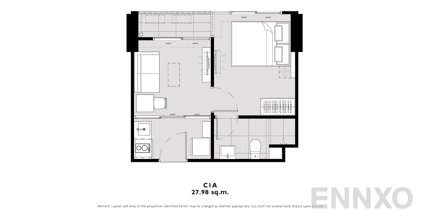 รูปแปลนห้อง C1A ของโครงการ โมดิซ คอลเลคชั่น บางโพ