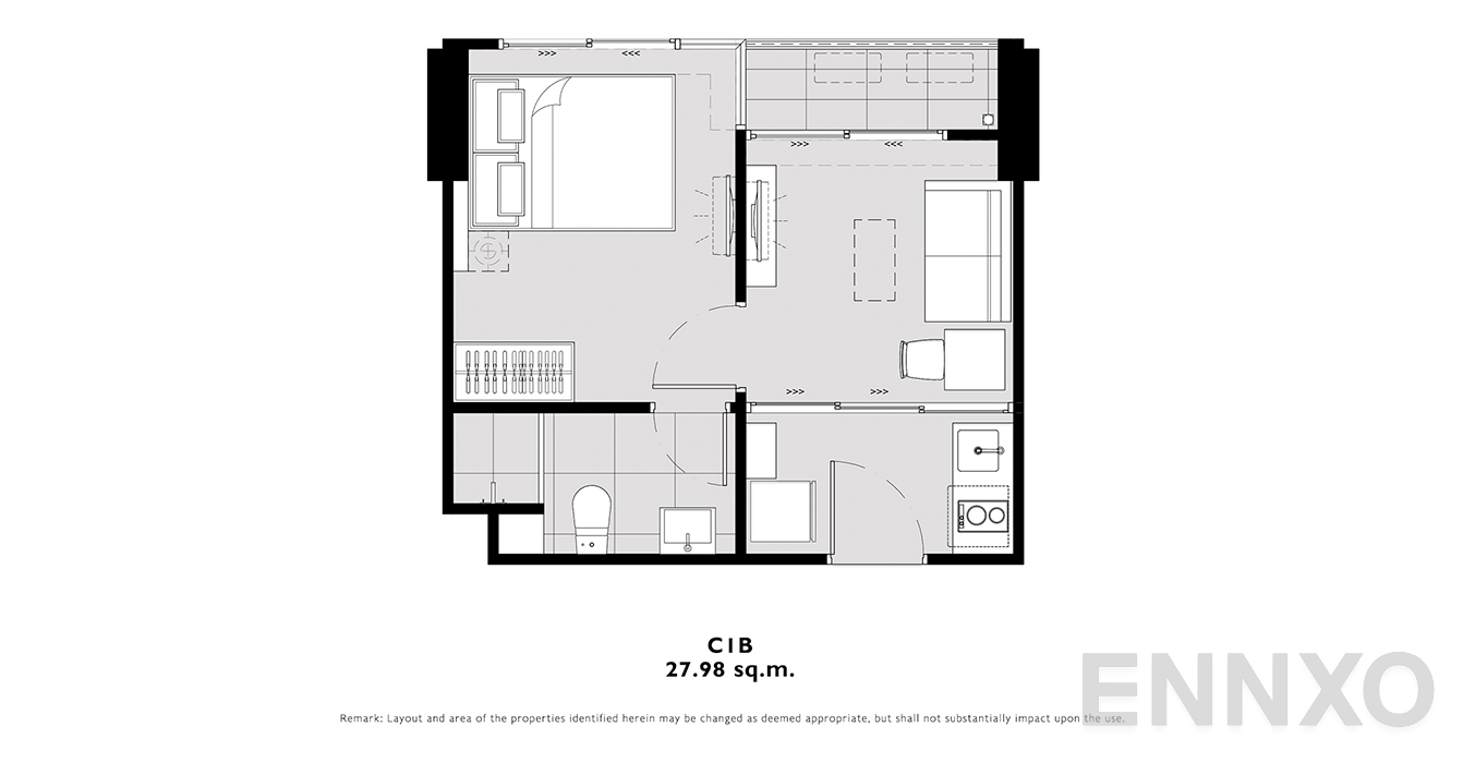 รูปแปลนห้อง C1B ของโครงการ โมดิซ คอลเลคชั่น บางโพ