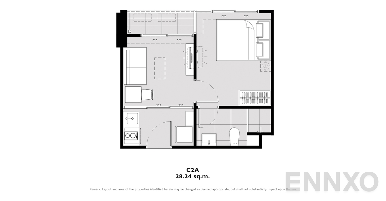 รูปแปลนห้อง C2A ของโครงการ โมดิซ คอลเลคชั่น บางโพ