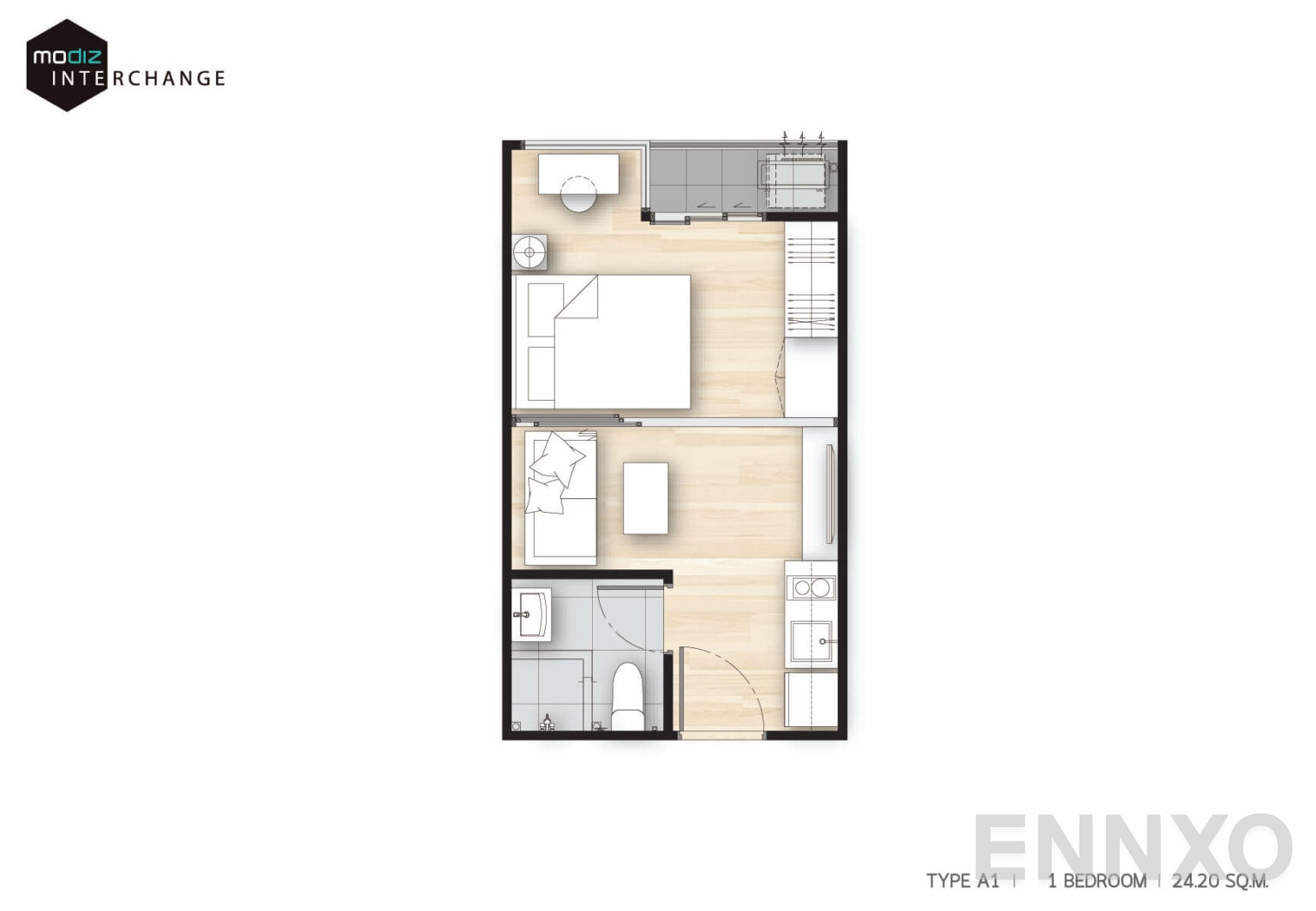 รูปแปลนห้อง MDX ROOM UNIT A1 ของโครงการ Modiz Interchange 