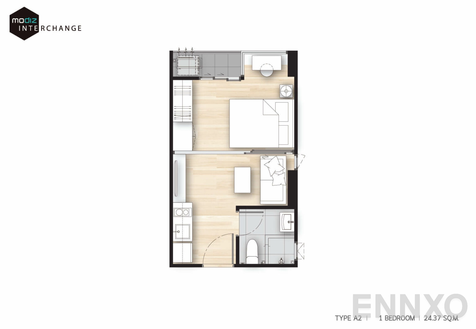 รูปแปลนห้อง MDX ROOM UNIT A2 ของโครงการ Modiz Interchange 