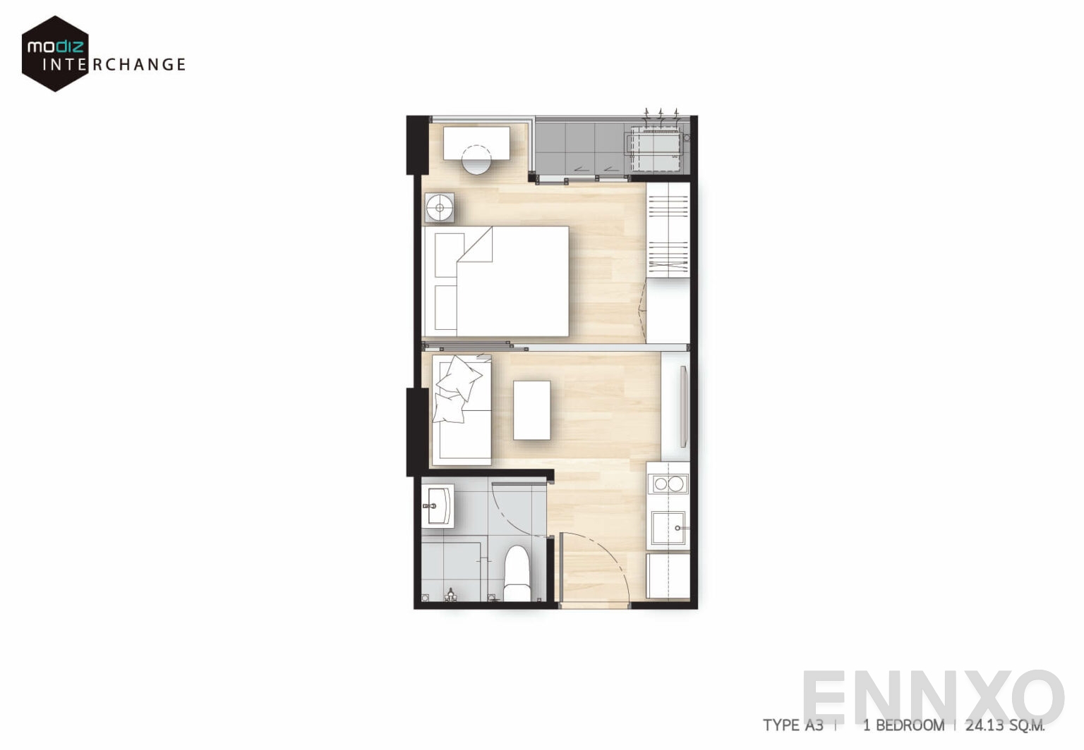รูปแปลนห้อง MDX ROOM UNIT A3 ของโครงการ Modiz Interchange 
