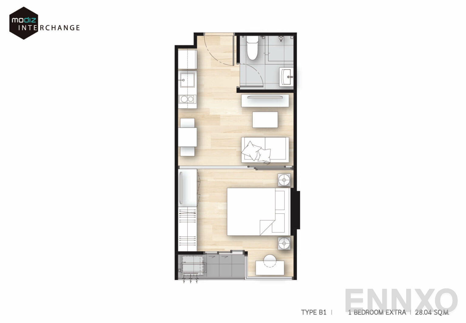 รูปแปลนห้อง MDX ROOM UNIT B1 ของโครงการ Modiz Interchange 