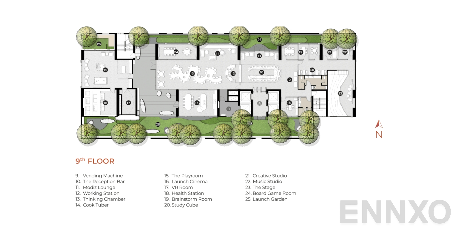 แปลนชั้น 9th Floor ของโครงการ โมดิซ ลอนช์