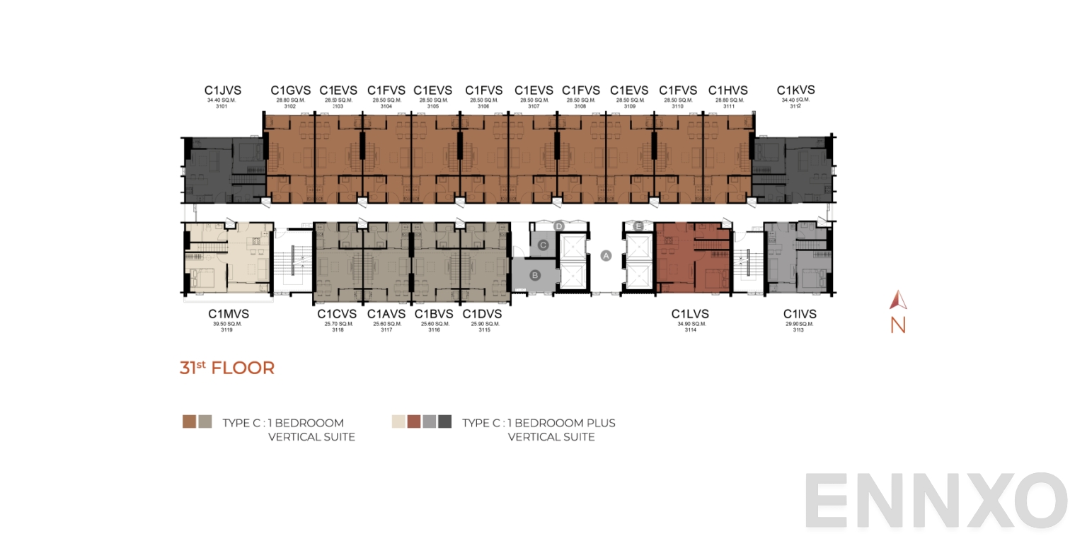 แปลนชั้น 31st Floor ของโครงการ โมดิซ ลอนช์