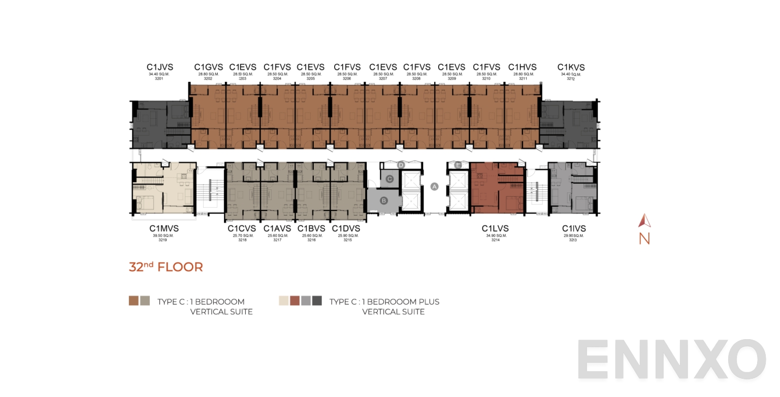 แปลนชั้น 32nd Floor ของโครงการ โมดิซ ลอนช์