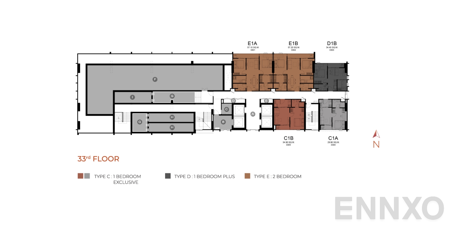 แปลนชั้น 33rd Floor ของโครงการ โมดิซ ลอนช์