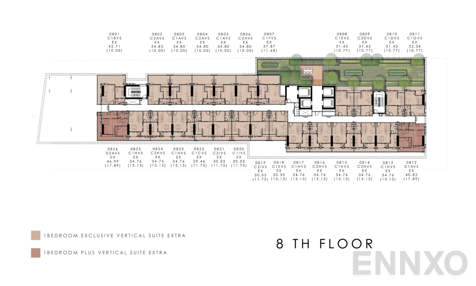 แปลนชั้น 8th Floor ของโครงการ โมดิซ ไรห์ม รามคำแหง