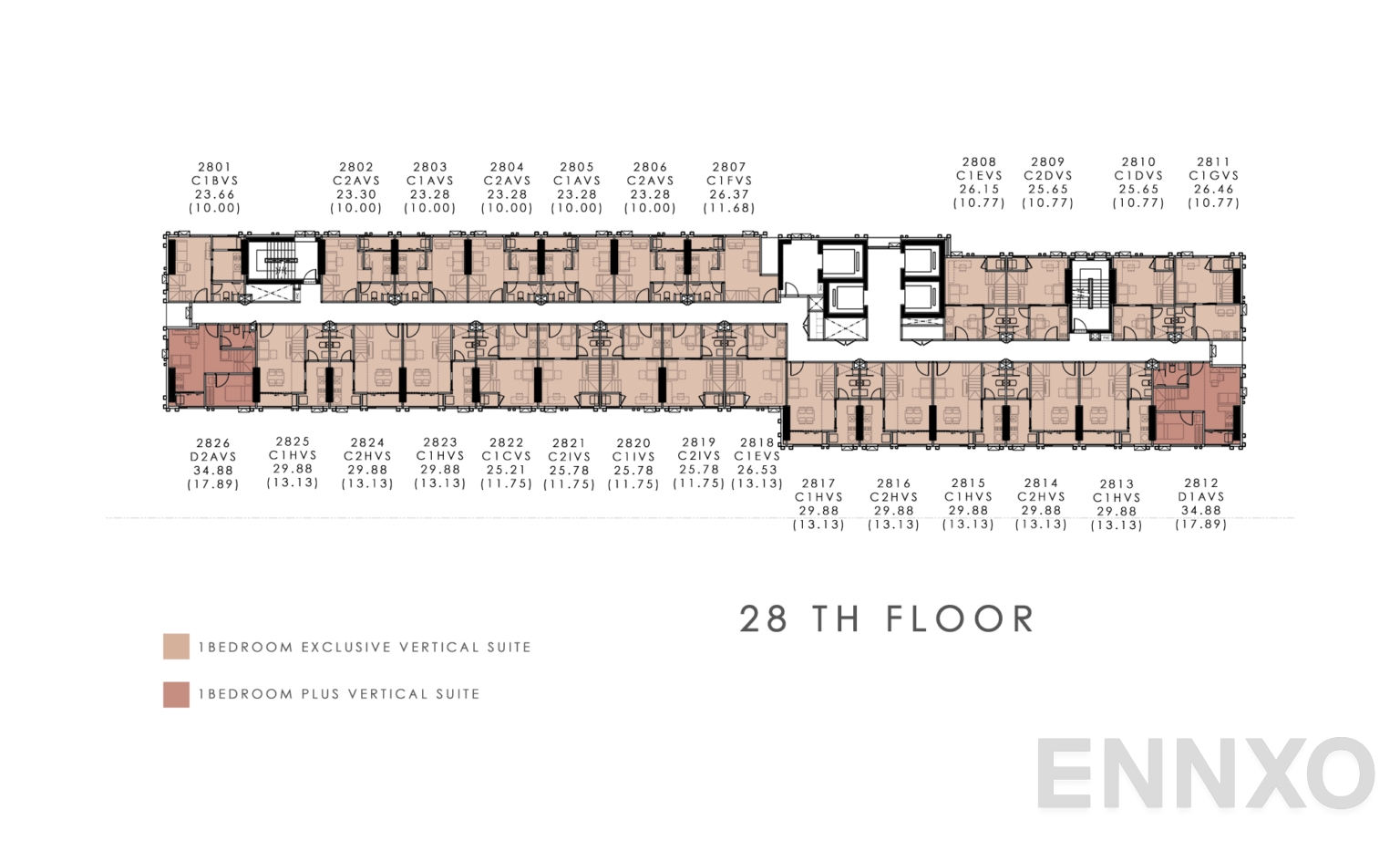 แปลนชั้น 28th Floor ของโครงการ โมดิซ ไรห์ม รามคำแหง