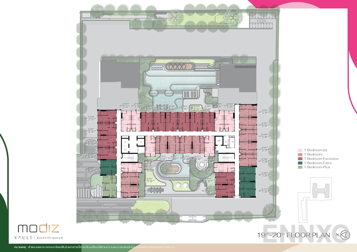 แปลนชั้น 19th - 10th Floor ของโครงการ MODIZ VAULT Kaset - Sripatum