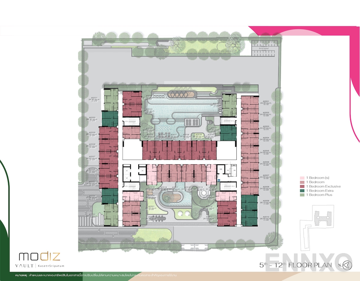 แปลนชั้น 5th - 12th Floor ของโครงการ MODIZ VAULT Kaset - Sripatum