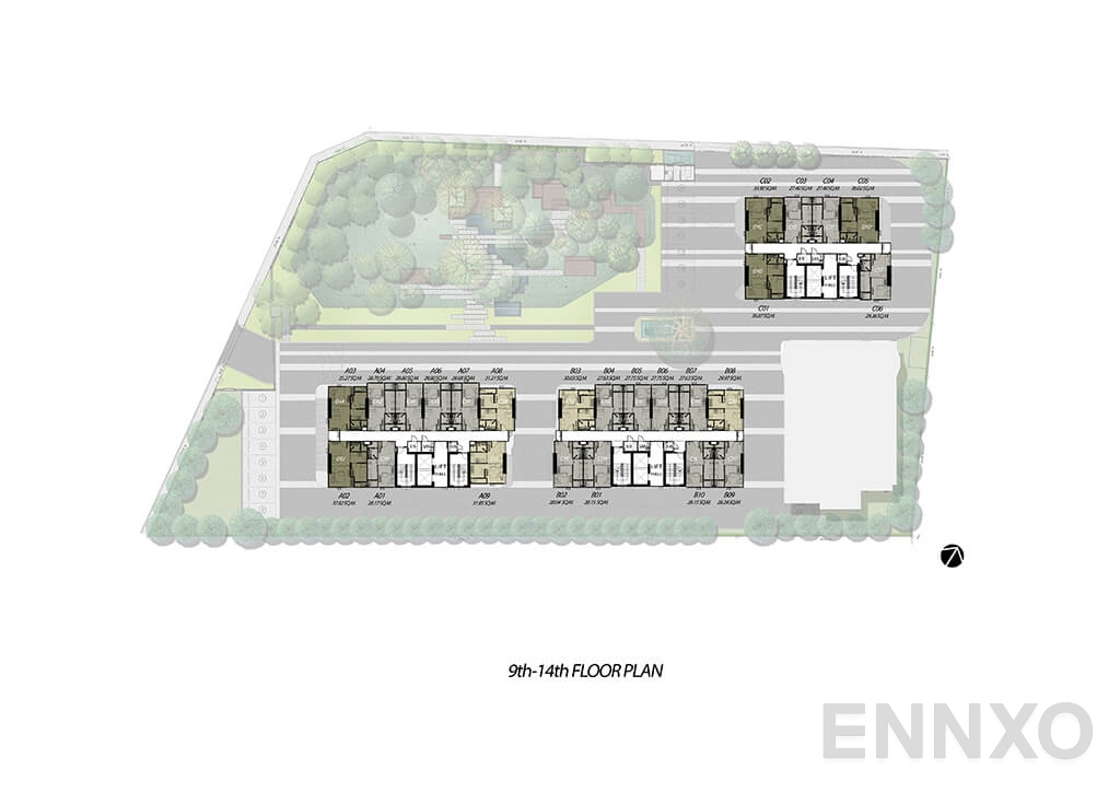 แปลนชั้น 9th - 14th Floor Plan ของโครงการ โมดิซ สุขุมวิท 50